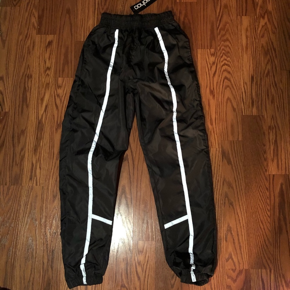 Black Nylon Reflective Joggers